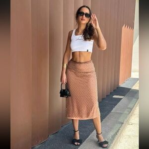 Women’s Zara Coral Midi Sequinned Chiffon Skirt